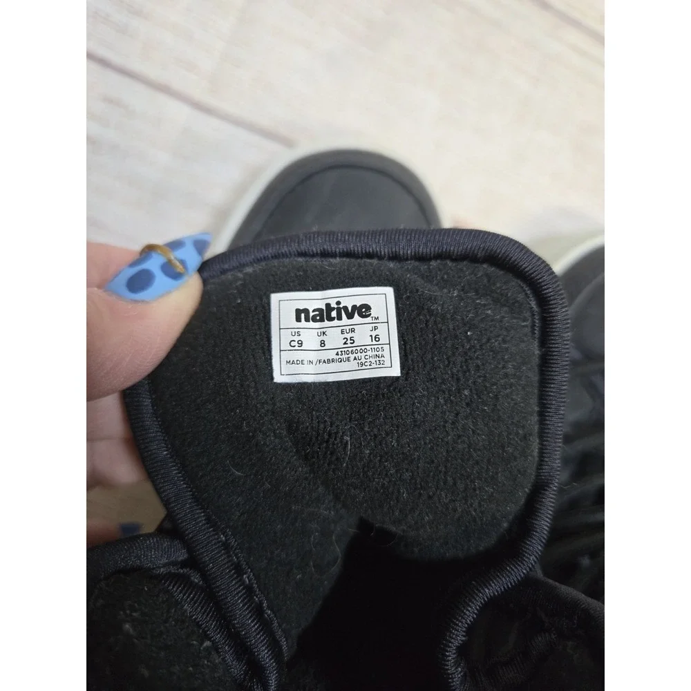 Native Chamonix Boots Toddler Boys‎ Size C9  Black Fleece Lined Winter Snow Warm